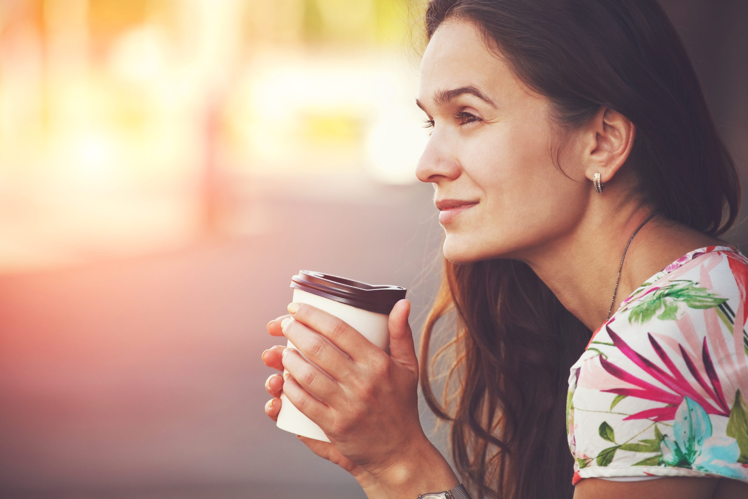 WOMAN, COFFEE, SMILE